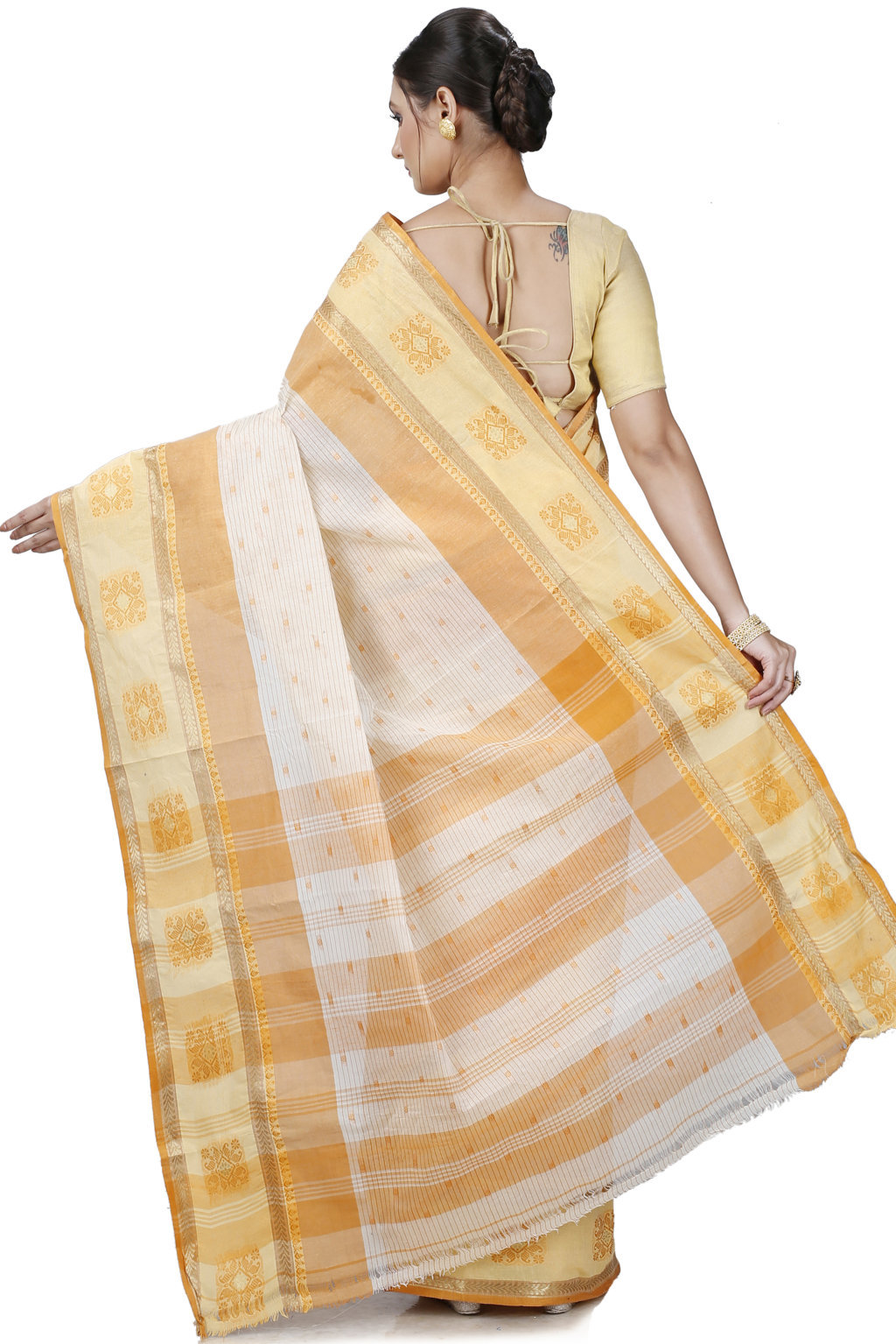 Yellow Pure Cotton Uma Tant Saree (1144)